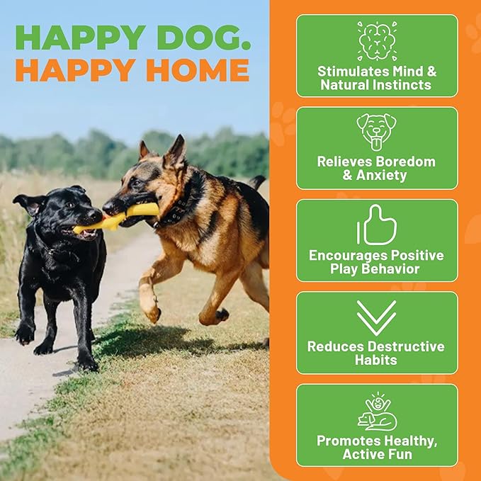 Natural Rubber Durable Dog Toys for Large & Medium Dogs Chicken Flavored Squeak Toy, Curved Branch Shape for Easy Grip, Fetch & Chew Toy for Dogs, Soft & Flexible Dog Enrichment Toys New Dog Toys