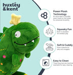 Huxley & Kent Funny Dog Toy w/Squeaker – Holiday Power Plush Squeaky Dog Toys for Small, Medium & Large Dogs – Soft Stuffed Animal for Indoor Play & Fetch - Tree Rex 2.0, Large