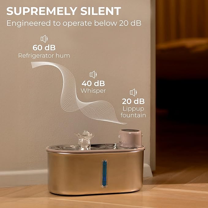 Wireless Cat Water Fountain Stainless Steel, 5200mAh Battery, Ultra Quiet, Automatic Pet Water Dispenser, 108oz/3.2L, Two Flow Modes, BPA-Free, Multi-Filtration, Includes 2 Filters- Creamy