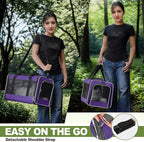 Per Carrier for Cat 18x11x11 Inch FAA Complaint, Kitten Taxi Top Load Soft Cloth Bag, Small Animal Portable in Cabin Crate Shih Tzu Dog Kennel Carry Case, 4-Sided-Ventilated Kitty Purse Purple