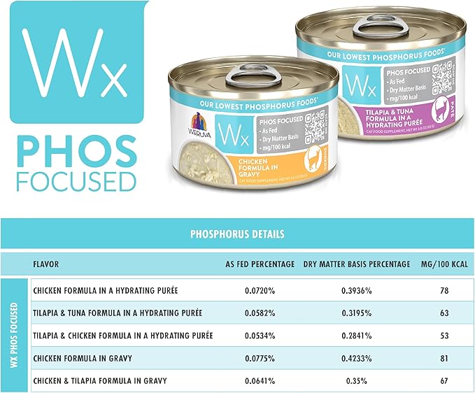 Weruva Wx Phos Focused, Chicken Formula in a Hydrating purée, 3oz Can (Pack of 12)