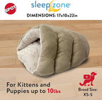 SPOT Sleep Zone Cuddle Cave - Cat Cave Bed for Indoor Cats and Mini Dogs, Durable, Comfortable, Washable for Kittens and Puppies Under 10 lbs and 12 inches Long, Tan Color