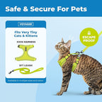 Voyager Escape-Proof Step-in Lock Cat Harness & 5ft Neoprene-Handle Leash Set All-Weather Mesh with Reflective Stitching for Small to Large Cats by Best Pet Supplies, Lime (327), XXXS