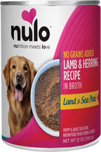 Nulo Lamb & Herring in Broth Land & Sea Pate Wet Canned Dog Food, 12 Ounce, Cans Pack of 5