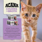 ACANA Chunks in Broth Wet Cat Food Chicken & Salmon Recipe for Kittens 3oz Cans (12 Count)