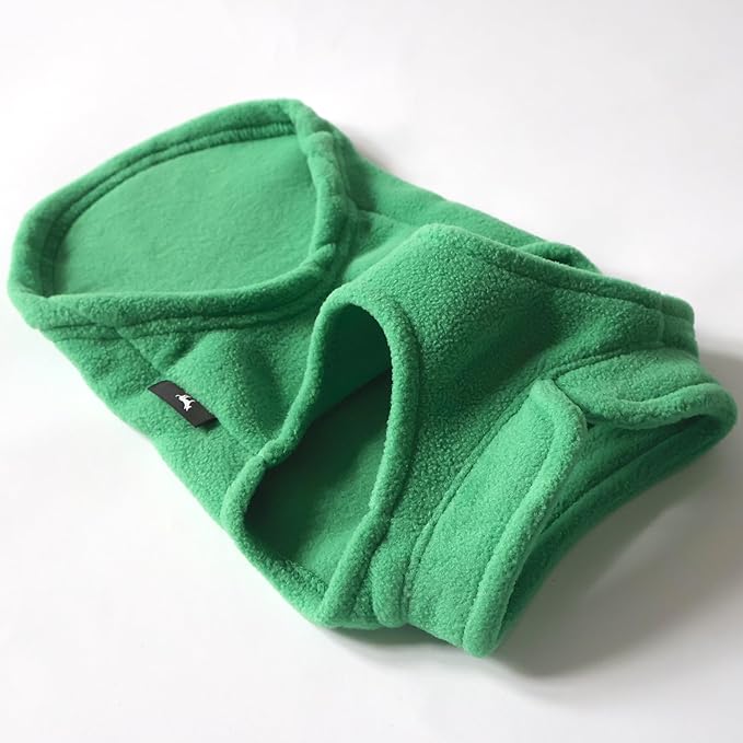 JACKO & CO - Fleece Vest Sweater with Leash Ring - Soft Lightweight Breathable for Puppies Small Medium Dogs, Kitten, Cats, Chihuahua - Warm for Fall/Autumn/Winter (Green, X-Large 17-25lbs)