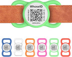 QR Code Dog Tag with NFC, Personalized Pet ID Tag, Silent Silicone Dog ID Tag, Modifiable Pet Online Profile, Multiple Emergency Contact, Scan QR Code Send Location Email (Regular, Green)