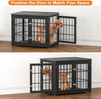 32 Inch Heavy Duty Dog Crate Furniture for Medium and Small Dogs, Decorative Pet House End Table, Wooden Cage Kennel Furniture Indoor, Gray