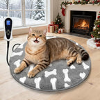 Bestio Cat Heating Pad 16 in Pet Heating Pad, Obtained MET and UL Dual Certification,Smart Thermostat Switch Adjustable from 1-24 Hours, Indoor Heated Electric Pet Bed for Cats Dogs - Gray