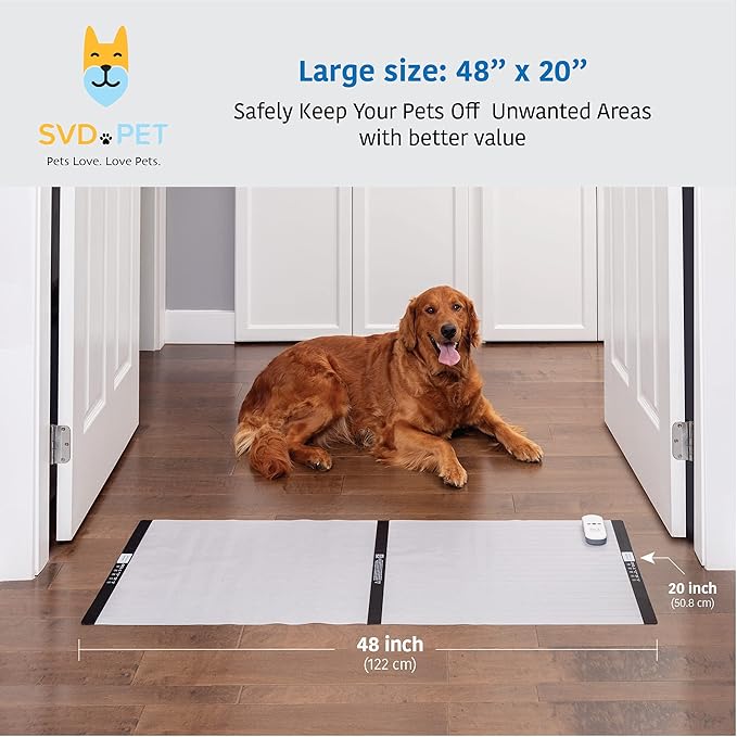 SVD.PET Pet Training Mat with Tester, Large 48" X 20", Dogs & Cats Shock Pad, Electronic Repellent scat mat for Indoor, 3 Training Modes, 5 Adjustable Levels, Pet Safe Auto Power Off
