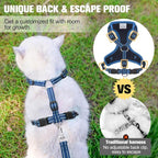 BEAUTYZOO Cat Harness and Leash Set for Walking Escape Proof, Neck Release Adjustable Harness for Kitten Puppy Small Medium Large Cats, Soft Cute Easy Control Small Cat Harness for Cats Boy and Girls