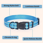 Mile High Life Nylon Night Light Glow Collar, Reflective Light Up Dog Collar, Fluorescent Self-Luminescent Strap for Small Medium Large Dogs (Hot Blue, M Neck13-17")
