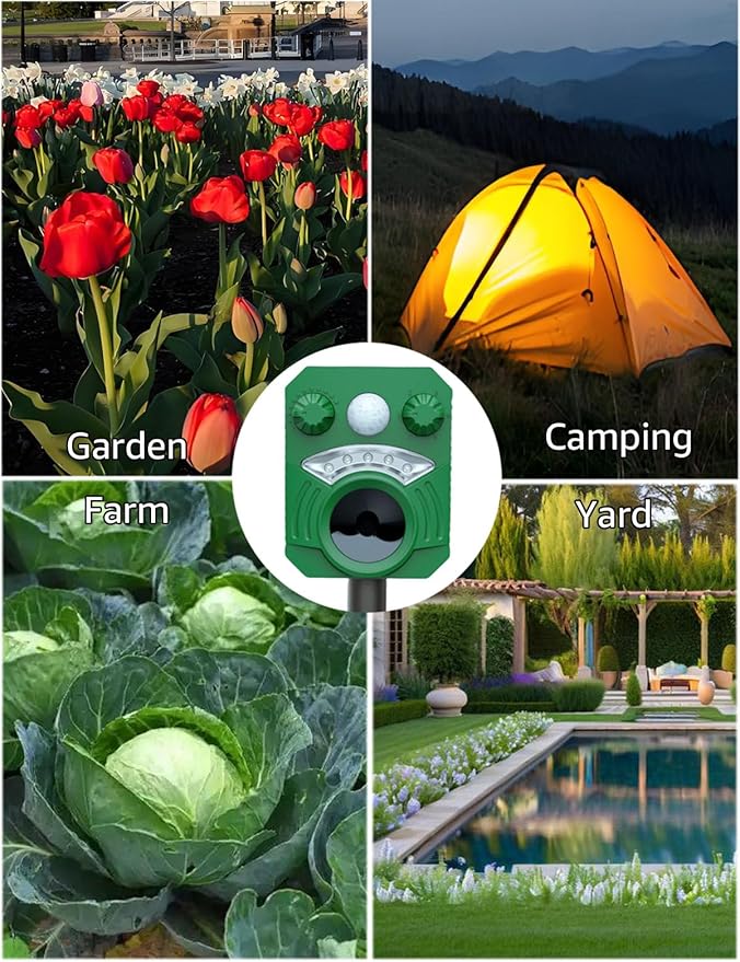 Pest Control Squirrel Repellent Deer Cat Repellent Outdoor Ultrasonic Pest Repeller Animal Scare Away