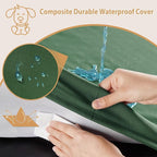 BFPETHOME Outdoor Dog Bed for Large Dogs, Waterproof, Orthopedic with Removable Washable Cover, Egg Crate Foam Mat (42 x 30in, Green)