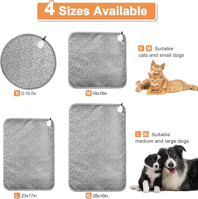 Pet Heating Pad, Electric Dog Pads for Dogs, with Anti-Chewing Coil, Automatic Start-Stop, Waterproof Cats Bed mats for Pets, Plug and Play (Letter 17inX23in)