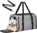 Petsfit Pet Carrier for Large Cats, Cat Carrier for Medium Cats and Puppy up to 20lbs, 4-Sided Breathable Mesh, Escape Proof and Locking Zipper, Sturdy Structure,Grey