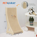 PETKARAY Curved Cat Scratcher, Sisal Kitty Scratching Ramp, L Shape Scratch Pad for Indoor Cats, 25.6" Furniture Protector with Mouse Toy
