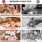 Christmas Dog Toys, 9 Pack Dog Rope Toy, Puppy Chew Toy for Teething with Gift Bag, Plush Squeaky Toy, Christmas Stocking Stuffers for Small Medium Dogs