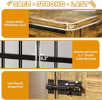 32" Dog Crate Furniture, Double Door Wooden Indoor Dog Kennel Furniture, Decorative Pet Cage End Table with Wheels for Medium and Small Breed Dogs, Size M, Rustic Brown