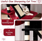 Cat Tree, Multi-Level Gothic Cat Tower for Indoor Cats, Cat Condo with Cat Scratching Post and Board, Cat Hammock, Black and Red GCT011BR