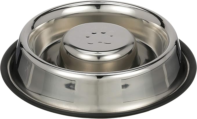 Neater Pet Brands Stainless Steel Slow Feed Bowl - Non-Tip & Non-Skid - Stops Dog Food Gulping, Bloat, Indigestion, and Rapid Eating (3 Cup)