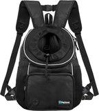 PetAmi Dog Front Carrier Backpack, Adjustable Dog Pet Cat Chest Carrier Backpack, Ventilated Dog Carrier for Hiking Camping Travel, Small Medium Dog Puppy Large Cat Carrying Bag, Max 15 lbs, Black