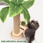 MEOWOOU Cat Scratching Post Cat Toys for Indoor Cats Cat Scratcher Kitten Toys 17.7in Scratch Post for Indoor Cats with Track Base & Balls Dangling Ball