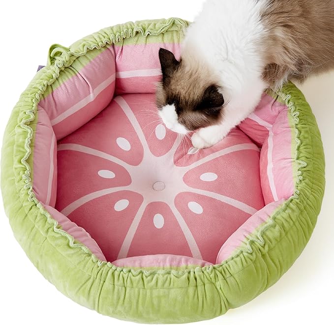 Lesure Cat Beds for Indoor Cats - Washable Cute Cat Beds with Versatile Dual-Use Design, Reversible Donut Pet Bed for Puppy and Kitten, 21x21x7 Inches