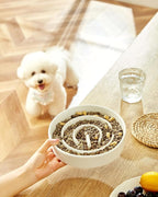 Ceramic Slow Feeder Dog Bowls, 2.0 Cups Slow Feeder for Medium and Large Dogs, Puzzle Maze Bowl to Slow Down Eating, 30oz, 8in, White