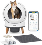 PetSafe ScoopFree SmartSpin Self-Cleaning Litter Box Bundle – Advanced Odor Control – App Controlled – Up to 2 Weeks of Hands-Free Cleaning – Includes Litter Mat, 50 Waste Bin Liners, 4 Deodorizers