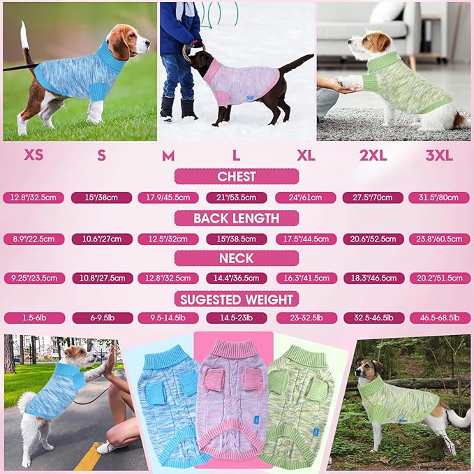 Pet Clothing,Turtleneck Dog Sweater,Sweaters for Dogs Boys and Girls,Pullover Dog Sweaters,Pet Knitted Clothes,Fit for Different Kinds Dogs,for Spring,Autumn and Winter(Pink L)