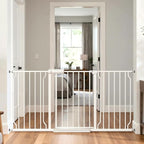 TSAYAWA 57.5"-62" Extra Wide Auto Closing Baby Safety Gate for Stairs & Doorways, Pressure Mounted No Drill Pet Gate with Walk-Through Door - Heavy Duty Childproof Gate for Toddlers, Kids, Dogs
