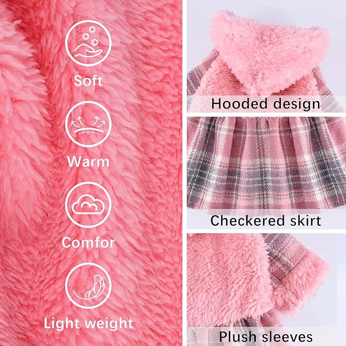 Dog Hoodie Dog Sweater Puppy Clothes for Small Dogs Boy Girl Pet Hoodies for Dogs Cold Weather Doggie Coats Fall Doggy Sweatshirt for Chihuahua Yorkie Cat Sweater Costumes, Small, Pink