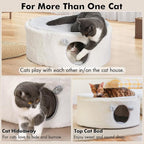 Cat Bed for Indoor Cats, Fluffy Cat Cave Large Enclosed Cat House Pet Bed Hammock with Removable Washable Cover for Sleeping Cat, Kittens, Small Dog, Oval Cat Hideaway