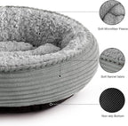 Love's cabin Round Donut Cat and Dog Cushion Bed, 20in Pet Bed for Cats or Small Dogs, Anti-Slip & Water-Resistant Bottom, Super Soft Durable Fabric Pet beds, Washable Luxury Bed Solid Grey Stripe