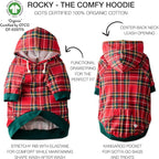Rocky – The Orginal Lightweight Hooded TEE 100% Organic Cotton Dog Hoodie Pet Coat Sweater for Small, Medium, Large Dogs, Royal Stewart Plaid, Small
