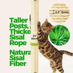 TINYBEAST 34" Tall Cat Scratching Post, Cat Scratcher Featuring Natural Sisal Rope, Cat Tree with Interactive Plush Toy Ball and Stable Base for Indoor Large Adult Cats & Kittens(Grey)