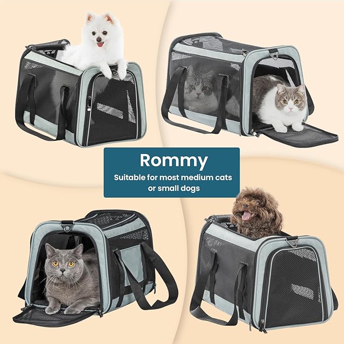 Petsfit Cat Carrier Dog Carrier, Large Capacity Lightweight Soft-Sided Pet Carrier for Travel, with Adjustable Shoulder Strap, Auto Locking Zipper Head and Washable Fleece Pad