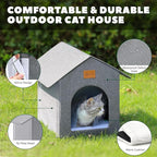 Outdoor Cat House Feral Cat Shelter,Outside Waterproof Cat House for Outdoor/Indoor Cats, Insulated Cat Bed for All Seasons with Cozy Cushion Easy to Assemble (Grey, Floor Spike Style)
