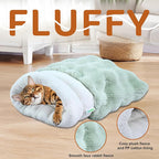 4 in 1 Self Warming Burrow Cat Bed, Pet Hideway Sleeping Cuddle Cave (Style2- Green)