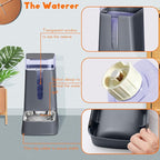 Cat Food Dispenser and Cat Water Dispenser Set with Stainless Steel Bowls Gravity Dog Feeder for Small Medium Big Cat Dog Pet Puppy Kitten, 1 Gallon x 2