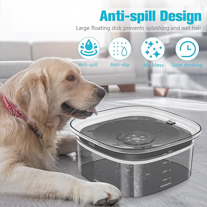 UPSKY 4L Dog Water Bowl 135oz No Spill Dog Bowl Extra Large Capacity Slow Drinking Water Feeder, Splash Proof Pet Water Dispenser Vehicle Carried Travel Water Floating Bowl for Dogs, Cats