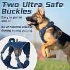 rabbitgoo Tactical Dog Harness for Large Dogs, No Pull Military Service Vest with Handle & Molle, Easy Control for Training Walking, Adjustable Reflective Straps, Blue, XL