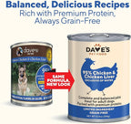 Dave's Pet Food Grain Free Wet Dog Food (95% Chicken & Chicken Liver), Made in USA Single-Source Protein, Limited Ingredients, 12.5 oz Cans (12 Pack)