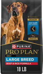 Purina Pro Plan Large Breed Dry High Protein Dog Food with Probiotics for Dogs, Beef and Rice Formula - 18 lb. Bag