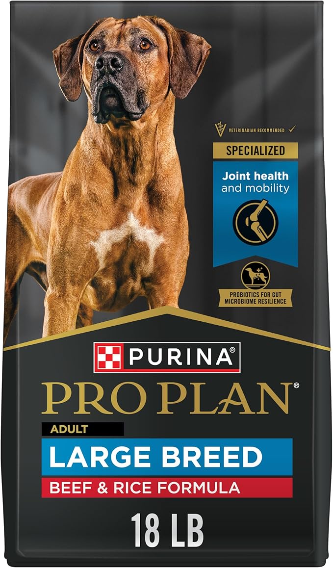 Purina Pro Plan Large Breed Dry High Protein Dog Food with Probiotics for Dogs, Beef and Rice Formula - 18 lb. Bag