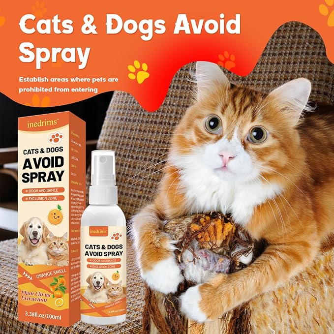 Cat Deterrent Spray, 100% Natural cat Scratch Furniture Protector - no chew Spray for Dogs Protect Furniture, Rugs and Plants - Establish Boundaries