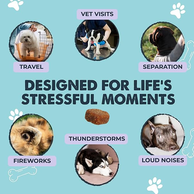 Mighty Paw Calming Chews for Dogs with Melatonin - Vet Formulated Dog Sleep Aid - Puppy & Large Pet Treats - Waggables Calm -Composure Calming Chews for Stress & Relaxation, 120 Count (Made in USA)