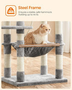FEANDREA Cat Tree, Cat Tower for Indoor Cats, 56.3-Inch Cat Condo with Scratching Posts, Hammock, Plush Perch, Light Gray UPCT15W