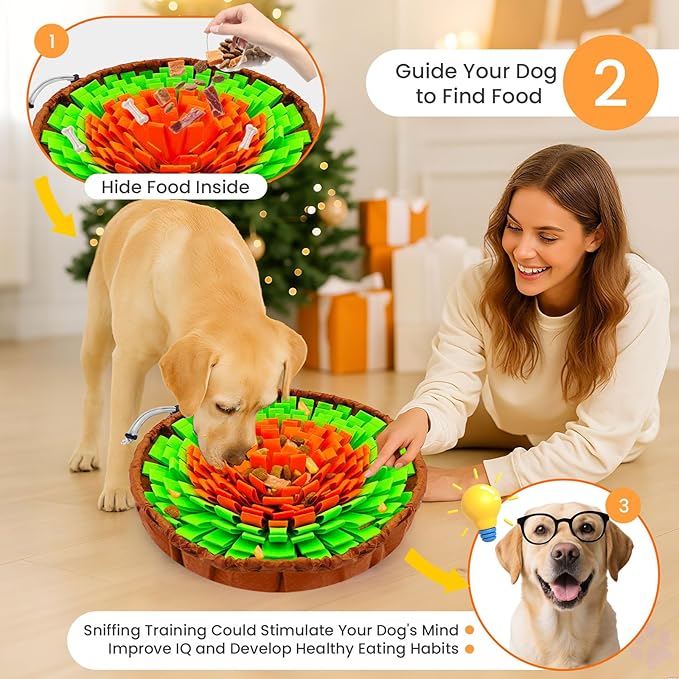 PETCARE Snuffle Mat for Dogs Adjustable Slow Feeder Bowl Interactive Enrichment Puzzle Toys for Small Medium Large Breed Dogs Cats Puppy Sniff Foraging Mats Mental Stimulation Treat Game, 19*19 inch